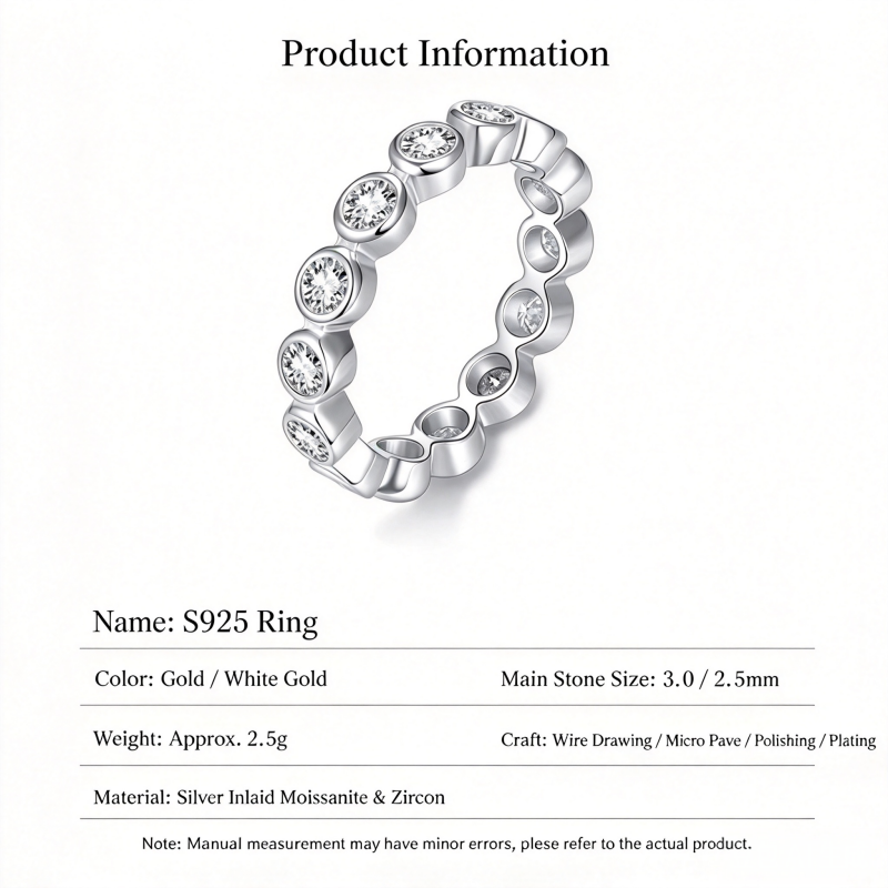 Gica Gema S925 Silber Moissani – Moissanite Eternity Band Ring Stackable Bewertung und Preis