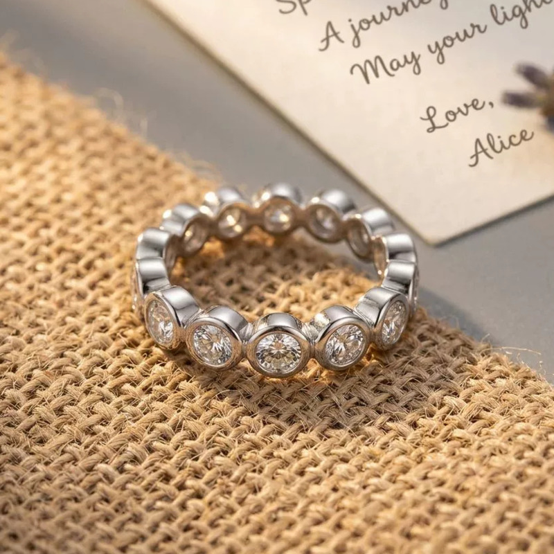 Gica Gema S925 Silber Moissani – Moissanite Eternity Band Ring Stackable Bewertung und Preis