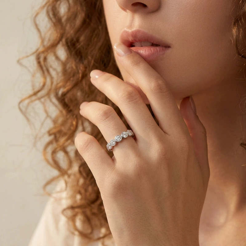 Gica Gema S925 Silber Moissani – Moissanite Eternity Band Ring Stackable Bewertung und Preis
