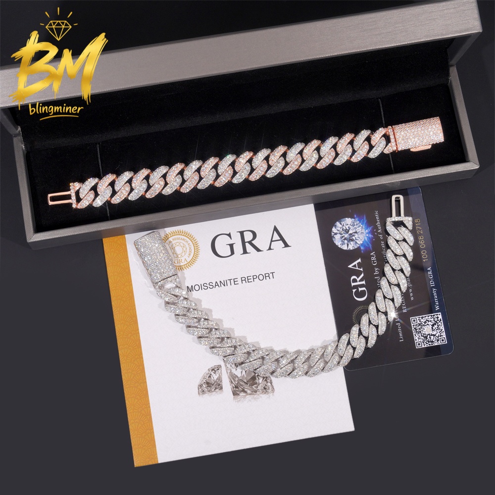 Blingminer 13mm VVS Moissanite – Moissanite Cuban Link Chain Iced Out Bewertung und Preis