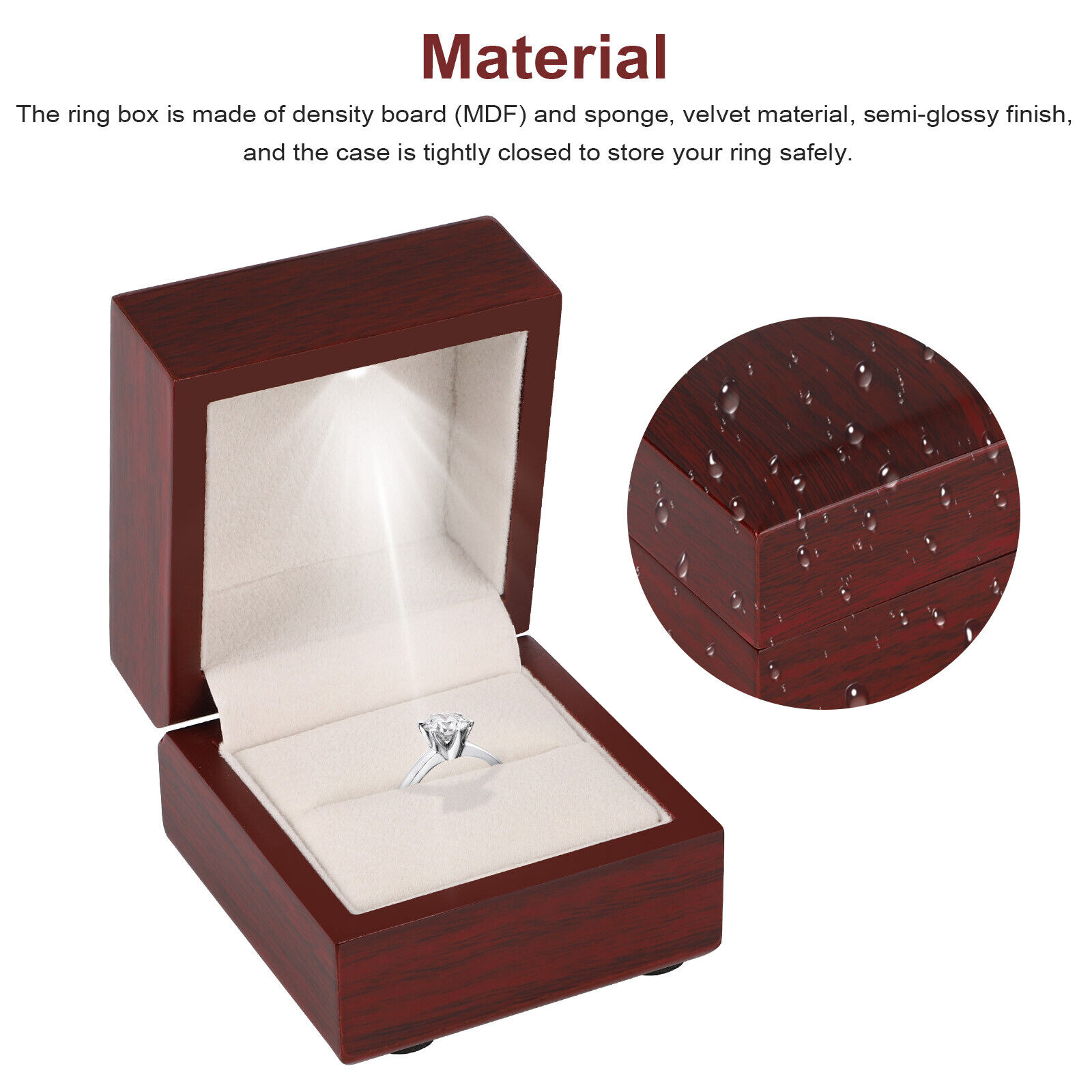 1 Stück LED-beleuchtete Holzri – Velvet Ring Box Led Light Proposal Bewertung und Preis