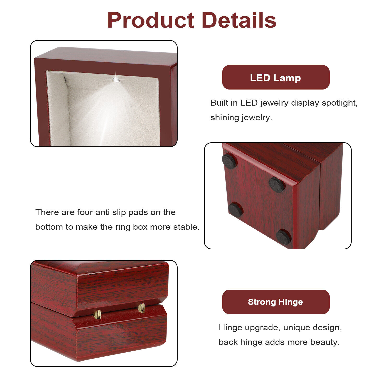 1 Stück LED-beleuchtete Holzri – Velvet Ring Box Led Light Proposal Bewertung und Preis